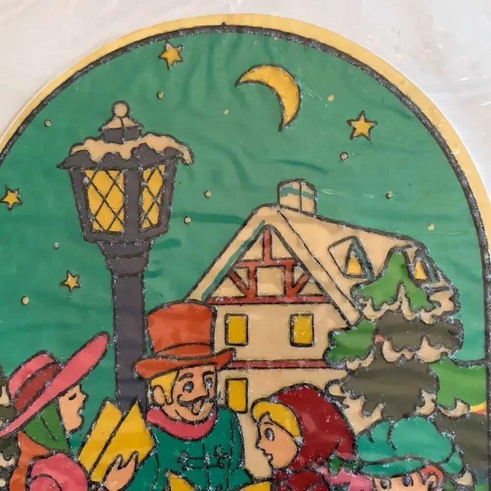 Vtg 70s Instant Stained Glass Christmas scene in‎ original packaging